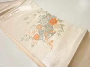 地紙に草花模様織出し名古屋帯